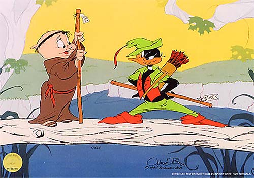 Robin Hood Daffy confronts Friar Porky